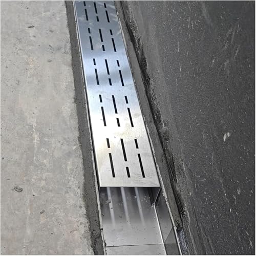 Ablaufrost, Linearer Grabenabflusssatz aus Edelstahl 304 mit abnehmbarem Rost, silberfarben, mehrere Größen(20x5cm/7.9x2in) von NIUSABOU