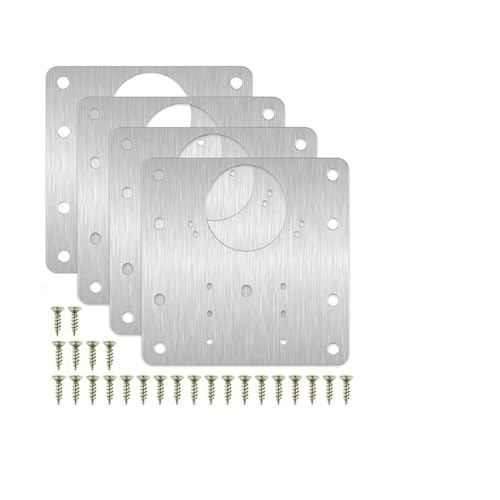 Edelstahl Scharniere Reparaturplatte, 2/4/10 Stück Reparaturplatten for Schrankscharniere, Edelstahl, Silber, 9 x (4,7–9) cm, mit Schrauben(2pc Circle) von NIUSABOU