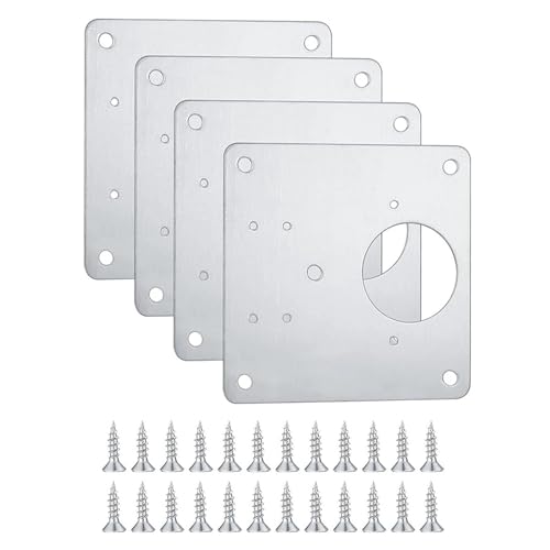 Edelstahl Scharniere Reparaturplatte, Reparaturplatte for Schrankscharniere, Edelstahl, 90 x 90 mm, Silber/Schwarz, mehrere Mengen(10pcs a) von NIUSABOU