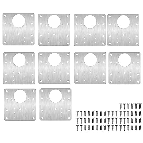 Edelstahl Scharniere Reparaturplatte, Reparaturplatte for Schranktür-/Schubladenscharniere aus Edelstahl, silberfarben, mit Schrauben, 9 x 9 cm, 2/4/10 Stück(10pc) von NIUSABOU