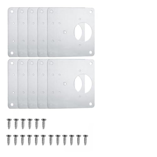 Edelstahl Scharniere Reparaturplatte, Reparaturplatten-Set for Schranktürscharniere, Edelstahl, silberfarben, 10 x 9 cm von NIUSABOU