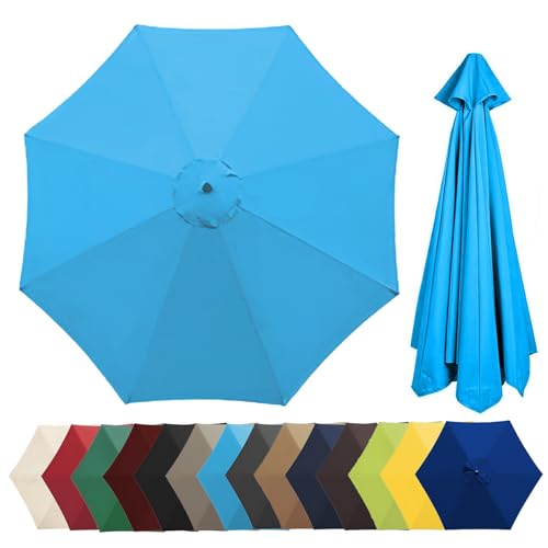 Ersetzen Sie den Sonnenschirm, Terrassenschirm-Ersatzdach, mehrfarbig, mehrere Größen for 6 oder 8 Rippen(Lake Blue,8 ribs-3m(9.8ft)) von NIUSABOU