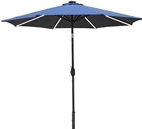 Jardín con paraguas de sol, Outdoor Garten Sonnenschirm Regenschirm Mit 8 LED Solar Lichter 2,7 M 3M Multicolor(Blue) von NIUSABOU