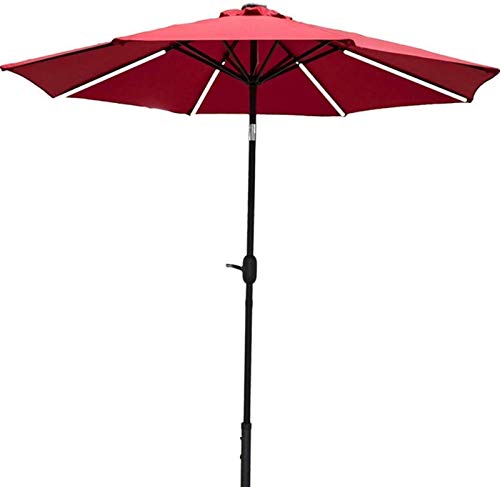 Jardín con paraguas de sol, Outdoor Garten Sonnenschirm Regenschirm Mit 8 LED Solar Lichter 2,7 M 3M Multicolor(Red) von NIUSABOU