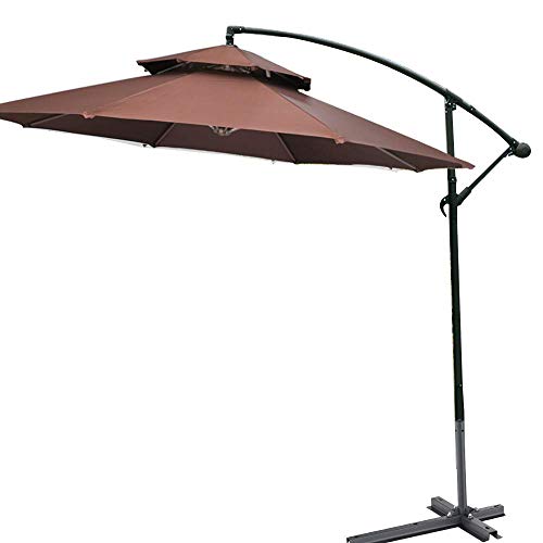 Jardín con paraguas de sol, Rippen des Regenschirm-im Freien justierbarer Winkel-Eisen-Poles 8 verdoppeln Spitzenbelüftung 2.7M Multicolor(Coffee) von NIUSABOU