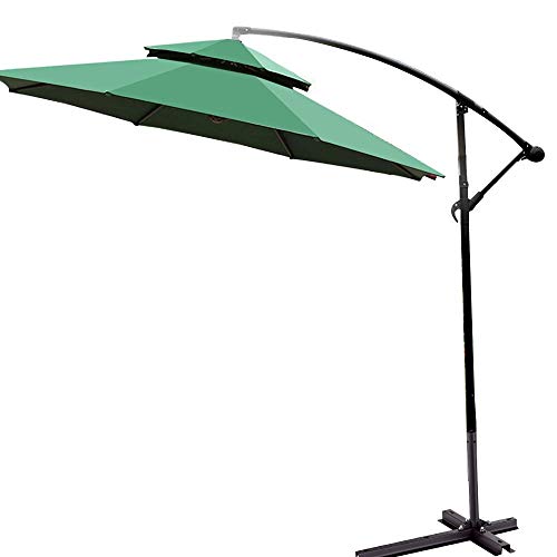 Jardín con paraguas de sol, Rippen des Regenschirm-im Freien justierbarer Winkel-Eisen-Poles 8 verdoppeln Spitzenbelüftung 2.7M Multicolor(Green) von NIUSABOU