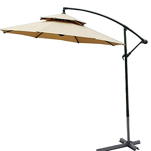 Jardín con paraguas de sol, Rippen des Regenschirm-im Freien justierbarer Winkel-Eisen-Poles 8 verdoppeln Spitzenbelüftung 2.7M Multicolor(Khaki) von NIUSABOU