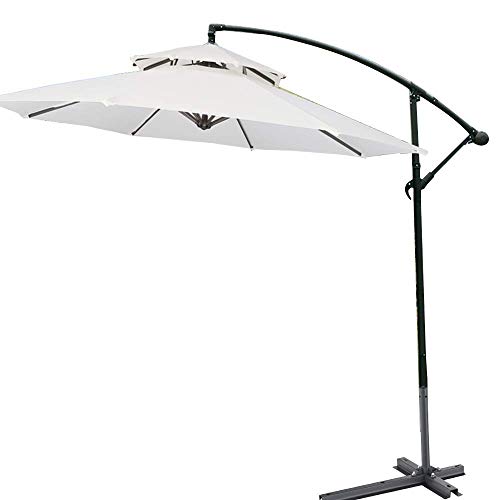 Jardín con paraguas de sol, Rippen des Regenschirm-im Freien justierbarer Winkel-Eisen-Poles 8 verdoppeln Spitzenbelüftung 2.7M Multicolor(White) von NIUSABOU