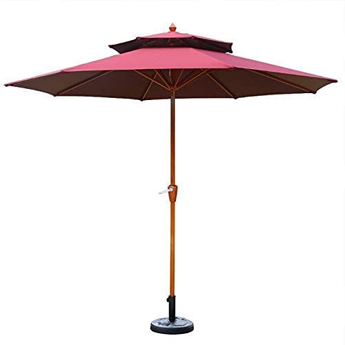 Jardín con paraguas de sol, Sonnenschirm 2,7 m wasserdicht Schutz Kurbel Offenes System Terrasse Markt Multicolor(Red) von NIUSABOU
