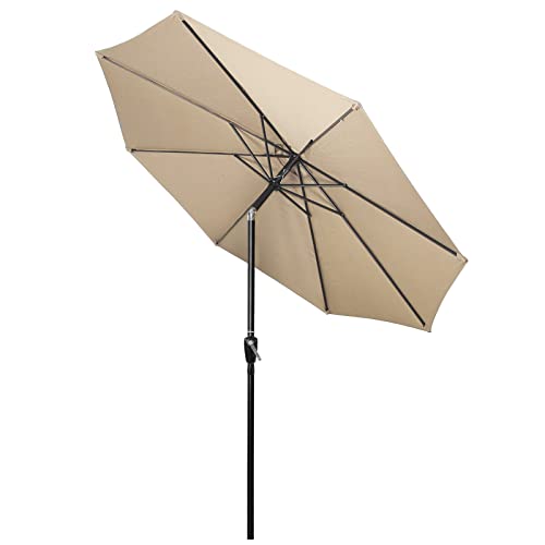 Jardín con paraguas de sol, Terrassenschirm 9Ft mit Neigung und Kurbel 8 Rippen Multicolor Outdoor Garten Sonnenschirm(Khaki) von NIUSABOU