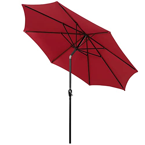 Jardín con paraguas de sol, Terrassenschirm 9Ft mit Neigung und Kurbel 8 Rippen Multicolor Outdoor Garten Sonnenschirm(Red) von NIUSABOU