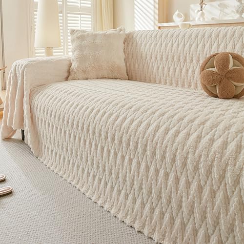 NIUSABOU Allgemeine Anti-Roll-Sofa-Kissen, Sofaüberwurfbezüge for 1 2 3 4 Kissencouch, multifunktionaler Couchbezug, Flecken- und fellabweisend(Beige,180 * 130cm) von NIUSABOU
