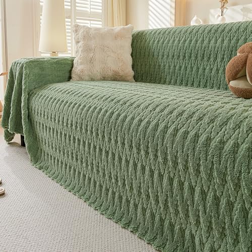 NIUSABOU Allgemeine Anti-Roll-Sofa-Kissen, Sofaüberwurfbezüge for 1 2 3 4 Kissencouch, multifunktionaler Couchbezug, Flecken- und fellabweisend(Green,180 * 180cm) von NIUSABOU