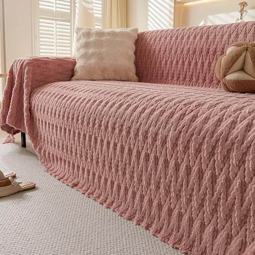 NIUSABOU Allgemeine Anti-Roll-Sofa-Kissen, Sofaüberwurfbezüge for 1 2 3 4 Kissencouch, multifunktionaler Couchbezug, Flecken- und fellabweisend(Purple,180 * 420cm) von NIUSABOU