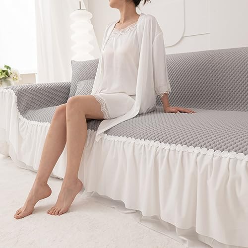 NIUSABOU Allgemeine Anti-Roll-Sofa-Kissen, Warme und hautfreundliche Plüsch-Sofabezüge, waschbar mit Massagegefühl, Sofabezug in Mehreren Größen(Light Grey,180 * 230cm) von NIUSABOU