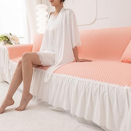 NIUSABOU Allgemeine Anti-Roll-Sofa-Kissen, Warme und hautfreundliche Plüsch-Sofabezüge, waschbar mit Massagegefühl, Sofabezug in Mehreren Größen(Pink,180 * 400cm) von NIUSABOU