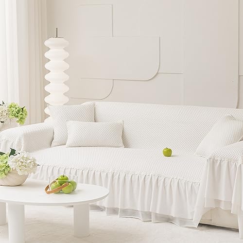 NIUSABOU Allgemeine Anti-Roll-Sofa-Kissen, Warme und hautfreundliche Plüsch-Sofabezüge, waschbar mit Massagegefühl, Sofabezug in Mehreren Größen(White,180 * 130cm) von NIUSABOU