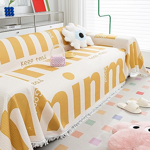 NIUSABOU Allgemeine Anti-Roll-Sofa-Kissen, for Sofas mit 1, 2, 3 oder 4 Kissen, farbenfroher Sofabezug, Flecken- und fellabweisend, Sofa-Schonbezüge for Anbausofas(Yellow,170 * 330cm) von NIUSABOU