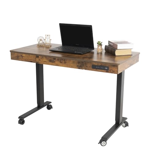 NIUSABOU Die Höhe des Schreibtischs kann eingestellt Werden Computer Workstation on Wheels, Adjustable Sit to Stand Up Desk Workstation, Computer Table with Drawers and Memory Function NIUSABOU Die Höhe des Schreibtischs kann eingestellt Werden Computer Workstation on Wheels, Adjustable Sit to Stand Up Desk Workstation, Computer Table with Drawers and Memory Function von NIUSABOU