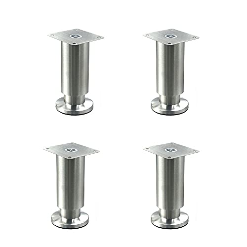 NIUSABOU Edelstahl kann die Beine von Möbeln anpassen. 4er-Pack verstellbare Möbelbeine Edelstahl Silber Mehrere Größen(A,12cm) von NIUSABOU
