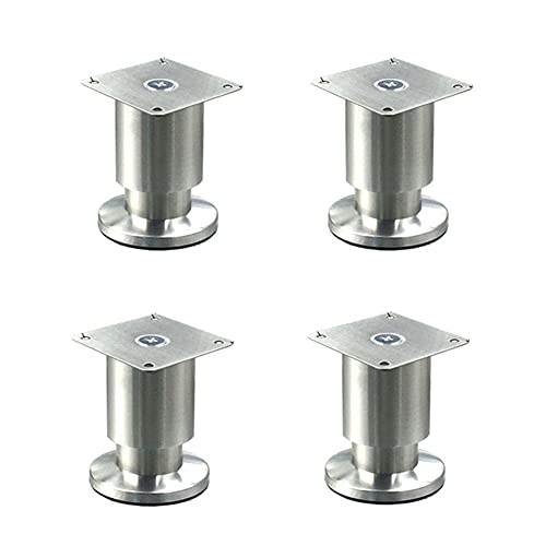NIUSABOU Edelstahl kann die Beine von Möbeln anpassen. 4er-Pack verstellbare Möbelbeine Edelstahl Silber Mehrere Größen(A,6cm) von NIUSABOU