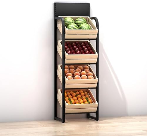 NIUSABOU Einzelhandel Ausstellung, 4-stufiges Snack-Lagerregal aus Stahl mit hölzernen Körben for die Produktanzeige im gewerblichen Privatbereich NIUSABOU Einzelhandel Ausstellung, 4-stufiges Snack-Lagerregal aus Stahl mit hölzernen Körben for die Produktanzeige im gewerblichen Privatbereich von NIUSABOU
