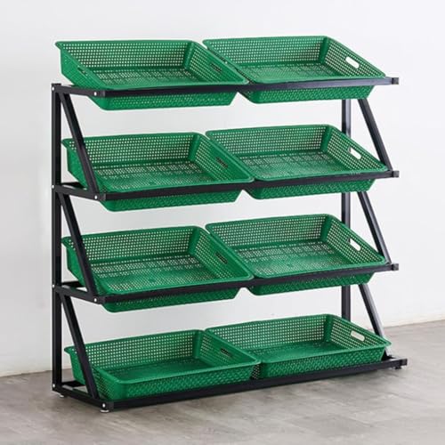 NIUSABOU Einzelhandel Ausstellung, Präsentationsständer mit 4 oder 5 Ebenen und Kunststoffkörben, Verschiedene Größen, grün oder braun(Green,120x35x110cm) von NIUSABOU