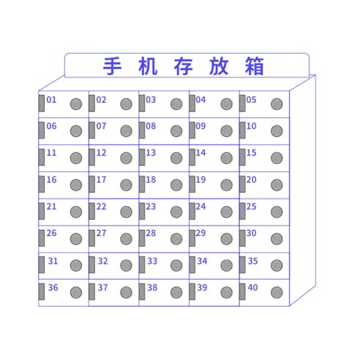 NIUSABOU Handy-Kasten, Acryl-Handy-Schließfach mit Schlössern, transparent, 20–60 Steckplätze(40Slots) von NIUSABOU