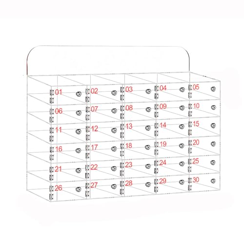 NIUSABOU Handy-Kasten, Handy-Speicher-Lock-Box Acryl Transparent Wandhalterung und Desktop mit Schlüssel 3-80 Steckplätze(30) von NIUSABOU