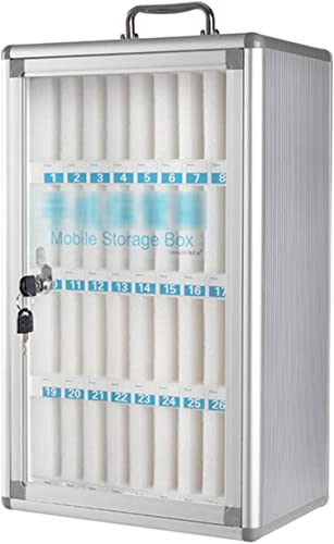 NIUSABOU Handy-Kasten, Wandhalterung for Telefone, abschließbar, transparent, for 12–60 Telefone, silberfarbene Aluminiumlegierung(36 Bits) von NIUSABOU