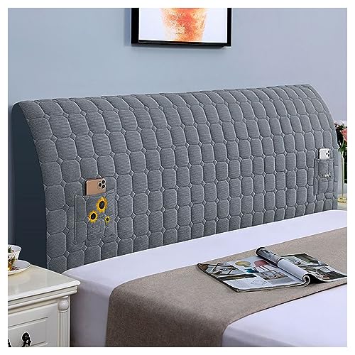 NIUSABOU Kopfbedeckung, Kopfteilbezug mit Aufbewahrungstaschen, passend for Bettstärken von 5–35 cm, Mehrfarbig, mehrere Größen(Dark Grey,200CM) von NIUSABOU
