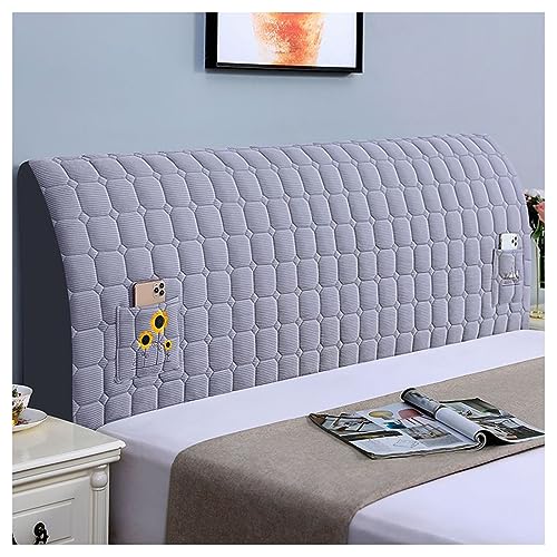NIUSABOU Kopfbedeckung, Kopfteilbezug mit Aufbewahrungstaschen, passend for Bettstärken von 5–35 cm, Mehrfarbig, mehrere Größen(Grey,180CM) von NIUSABOU