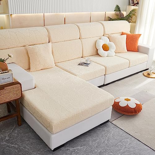 NIUSABOU Sofa-Sitzabdeckung, Jacquard-Stretch-Sofakissen-Schonbezug for einzelne Kissen, Mehrfarbig, mehrere Größen(Beige,Medium) von NIUSABOU