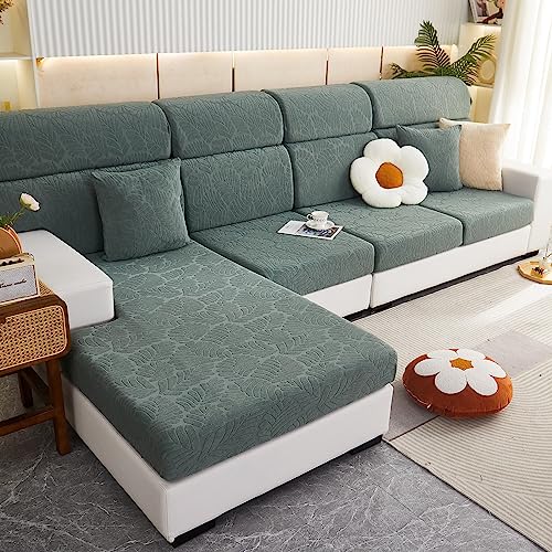 NIUSABOU Sofa-Sitzabdeckung, Jacquard-Stretch-Sofakissen-Schonbezug for einzelne Kissen, Mehrfarbig, mehrere Größen(Green,Backrest-M) von NIUSABOU