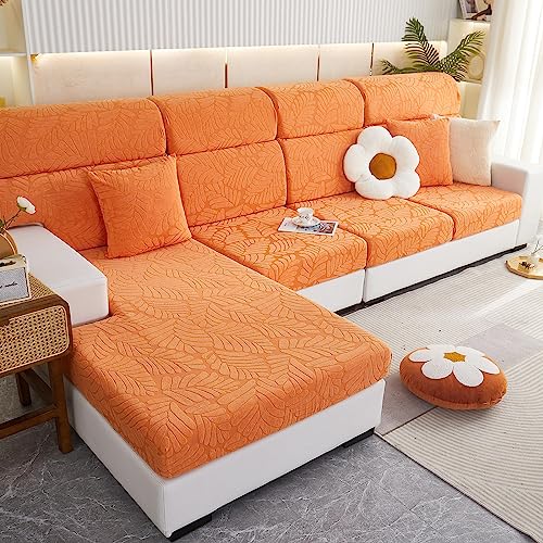 NIUSABOU Sofa-Sitzabdeckung, Jacquard-Stretch-Sofakissen-Schonbezug for einzelne Kissen, Mehrfarbig, mehrere Größen(Orange,Large) von NIUSABOU