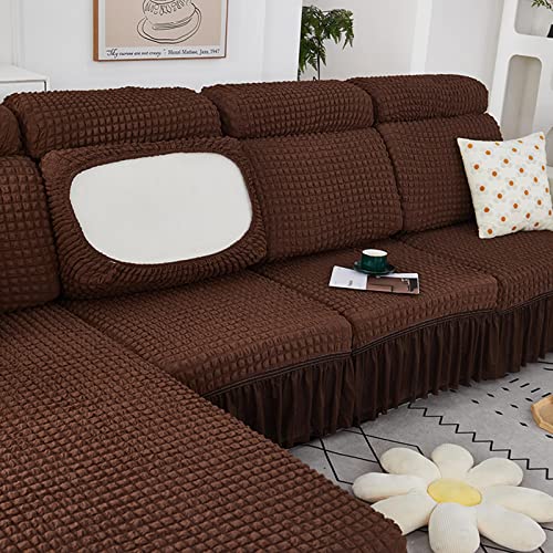 NIUSABOU Sofa-Sitzabdeckung, Stretch-Sofakissenbezug mit Rock, mehrere Farben und Größen for 1-4-Sitzer und L-förmige Sofas(Coffee,X-M(95-135cm)) von NIUSABOU