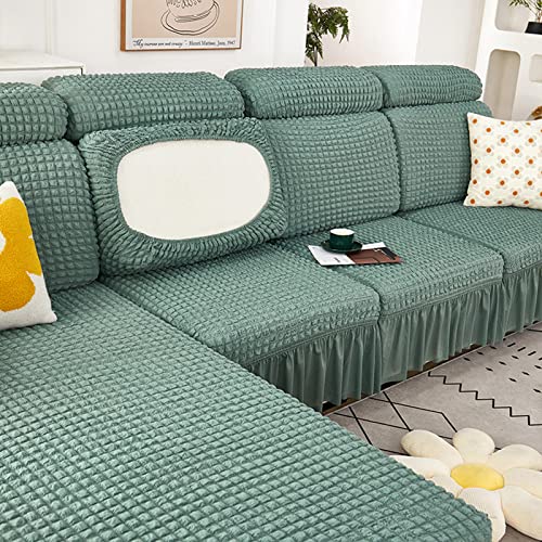 NIUSABOU Sofa-Sitzabdeckung, Stretch-Sofakissenbezug mit Rock, mehrere Farben und Größen for 1-4-Sitzer und L-förmige Sofas(Graya,X-M(95-135cm)) von NIUSABOU