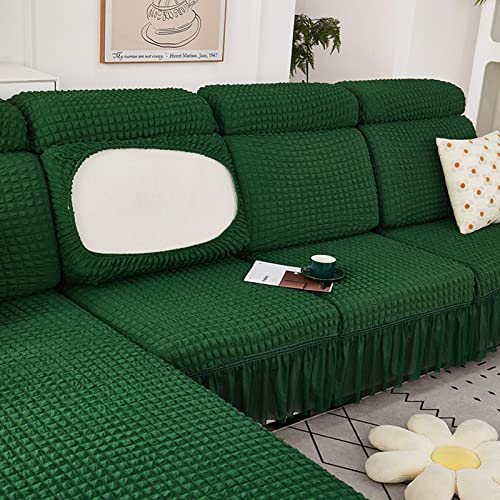 NIUSABOU Sofa-Sitzabdeckung, Stretch-Sofakissenbezug mit Rock, mehrere Farben und Größen for 1-4-Sitzer und L-förmige Sofas(Greenb,X-XL(165-200cm)) von NIUSABOU