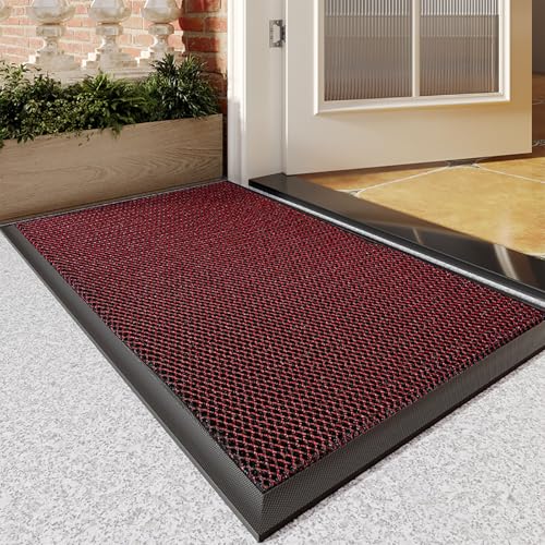 NIUSABOU Teppiche im Außenbereich, Fußmatte aus Stretch-Netzgewebe for den Eingang, Mehrfarbig, mehrere Größen(Dark Red,31x47in/80x120cm) von NIUSABOU
