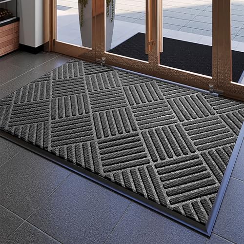 NIUSABOU Teppiche im Außenbereich, Fußmatte for den Innen- und Außenbereich, Schwarz, Rot, mehrere Größen(Black,23x35in/60x90cm) von NIUSABOU