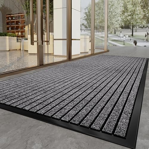 NIUSABOU Teppiche im Außenbereich, Fußmatte for drinnen und draußen, rutschfest, for den Eingang, Mehrfarbig, mehrere Größen(Grey,35x59in/90x150cm) von NIUSABOU