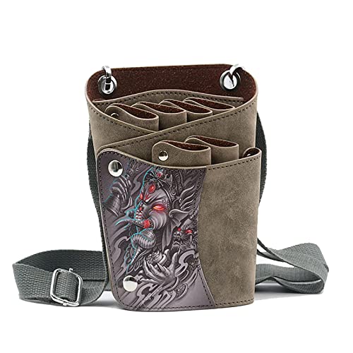 Salon Friseur-Toolkit, PU Leder Salon Barber Haar Stylist Schere Kamm Holster Tasche Taille Schulter Kreuz Körper(A) von NIUSABOU