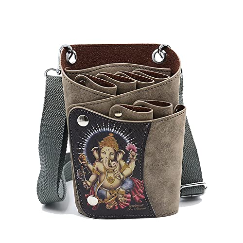Salon Friseur-Toolkit, PU Leder Salon Barber Haar Stylist Schere Kamm Holster Tasche Taille Schulter Kreuz Körper(D) von NIUSABOU