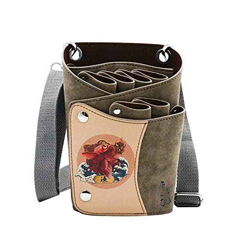 Salon Friseur-Toolkit, PU Leder Salon Barber Haar Stylist Schere Kamm Holster Tasche Taille Schulter Kreuz Körper(E) von NIUSABOU