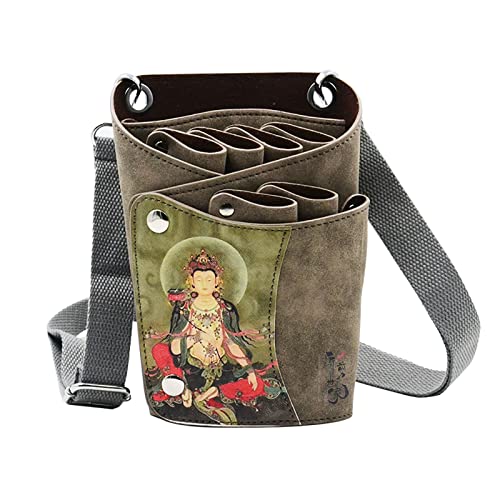 Salon Friseur-Toolkit, PU Leder Salon Barber Haar Stylist Schere Kamm Holster Tasche Taille Schulter Kreuz Körper(F) von NIUSABOU
