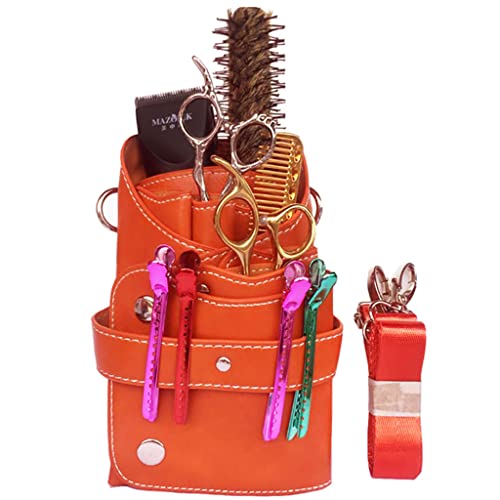 Salon Friseur-Toolkit, PU-Leder Salon Tools Taille Holster Tasche 6 Schere Positionen Multicolor(A) von NIUSABOU