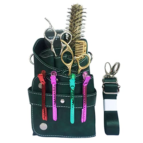 Salon Friseur-Toolkit, PU-Leder Salon Tools Taille Holster Tasche 6 Schere Positionen Multicolor(D) von NIUSABOU
