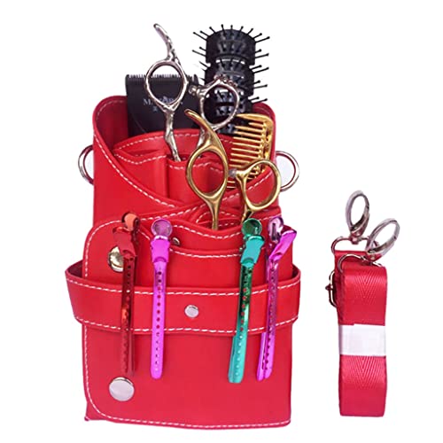 Salon Friseur-Toolkit, PU-Leder Salon Tools Taille Holster Tasche 6 Schere Positionen Multicolor(E) von NIUSABOU