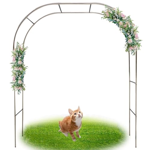 dekorative Gartenzaun, Edelstahl Garten Laube Bogen 2,4 m H 1,5-4,5 m W Anlage Unterstützung Spalier Hochzeit Bogen(2.2x2.4m/7.2x7.9ft) von NIUSABOU