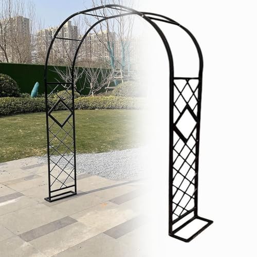 dekorative Gartenzaun, Galvanisierte Metallgarten-Bogen-Pflanzenunterstützungs-mehrfarbige mehrfache Größen mit Basis oder Stange(Black-b,340x230cm/11.1x7.5ft) von NIUSABOU